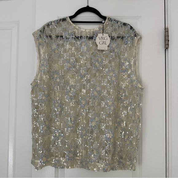 Vrg Grl Tops - VRG GRL Devyn Sequin Top Lace - NWT